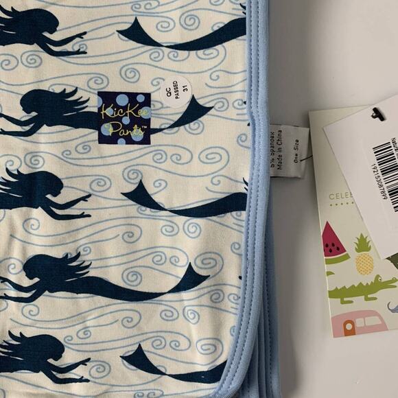NWT Kickee Pants Bamboo Mermaid On Natural Swaddle Blanket - Picture 4 of 4